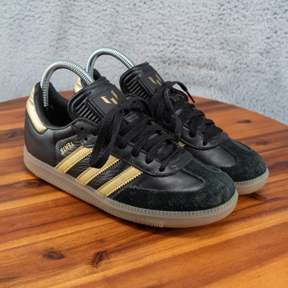 adidas Samba Messi J Black/Gold Low Top Athletic Sneakers Youth 4 JH5641